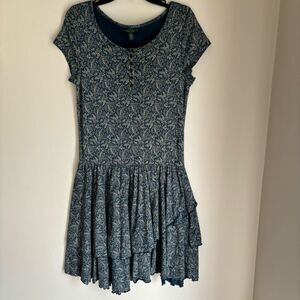 LRL Lauren Jeans Co Womens Paisley Ruffle Dress cowgirl rodeo medium - EUC!